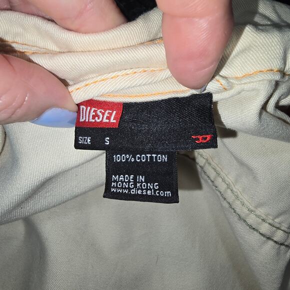 Diesel Mid-2000s Utility Cream Cotton Blazer Top-Stitched Workwear Jacket Small - Picture 3 of 8